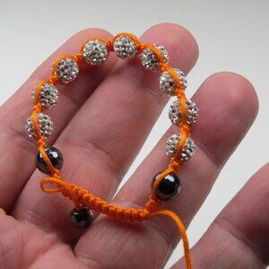 $300 Pink 10mm Crystal Beads Hematite Bracelet Hand Made 7 to 9" adjustable